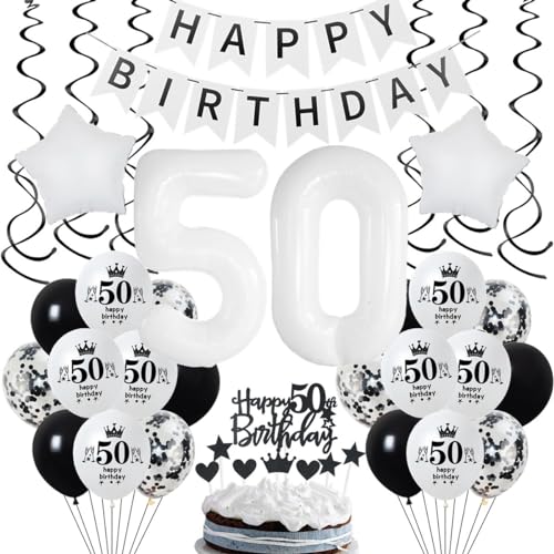 Geburtstagsdeko 50. Weiß Deko, Geburtstags 50. Weiß Schwarz Frau Mann, Luftballon 50. Geburtstag Frau, Weiß Schwarz 50 Jahre Party Dekoration Mann, Schwarz Weiß 50. Geburtstag Party Deko Geburtstagsdeko 50. Weiß Deko, Geburtstags 50. Weiß Schwarz Frau Mann, Luftballon 50. Geburtstag Frau, Weiß Schwarz 50 Jahre Party Dekoration Mann, Schwarz Weiß 50. Geburtstag Party Deko von Crazy-M
