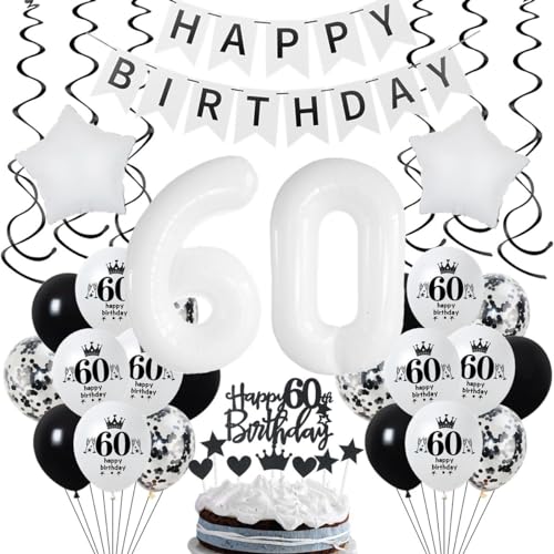 Geburtstagsdeko 60. Weiß Deko, Geburtstags 60. Weiß Schwarz Frau Mann, Luftballon 60. Geburtstag Frau, Weiß Schwarz 60 Jahre Party Dekoration Mann, Schwarz Weiß 60. Geburtstag Party Deko Geburtstagsdeko 60. Weiß Deko, Geburtstags 60. Weiß Schwarz Frau Mann, Luftballon 60. Geburtstag Frau, Weiß Schwarz 60 Jahre Party Dekoration Mann, Schwarz Weiß 60. Geburtstag Party Deko von Crazy-M