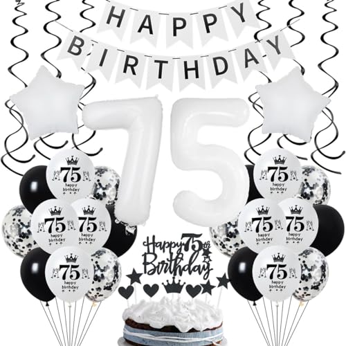Geburtstagsdeko 75. Weiß Deko, Geburtstags 75. Weiß Schwarz Frau Mann, Luftballon 75. Geburtstag Frau, Weiß Schwarz 75 Jahre Party Dekoration Mann, Schwarz Weiß 75. Geburtstag Party Deko Geburtstagsdeko 75. Weiß Deko, Geburtstags 75. Weiß Schwarz Frau Mann, Luftballon 75. Geburtstag Frau, Weiß Schwarz 75 Jahre Party Dekoration Mann, Schwarz Weiß 75. Geburtstag Party Deko von Crazy-M