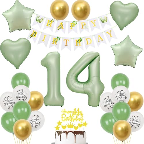 Grün luftballons 14 Geburtstag Mädchen Junge Deko, Geburtstagsdeko 14 Jahre Mädchen Ballon deko, gold grün Ballon deko 14. geburtstag mädchen dekoration,Tortendeko 14 Geburtstag deko mädchen Grün luftballons 14 Geburtstag Mädchen Junge Deko, Geburtstagsdeko 14 Jahre Mädchen Ballon deko, gold grün Ballon deko 14. geburtstag mädchen dekoration,Tortendeko 14 Geburtstag deko mädchen von Crazy-M