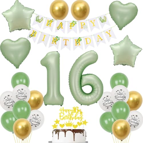 Grün luftballons 16 Geburtstag Mädchen Junge Deko, Geburtstagsdeko 16 Jahre Mädchen Ballon deko, gold grün Ballon deko 16. geburtstag mädchen dekoration,Tortendeko 16 Geburtstag deko mädchen Grün luftballons 16 Geburtstag Mädchen Junge Deko, Geburtstagsdeko 16 Jahre Mädchen Ballon deko, gold grün Ballon deko 16. geburtstag mädchen dekoration,Tortendeko 16 Geburtstag deko mädchen von Crazy-M