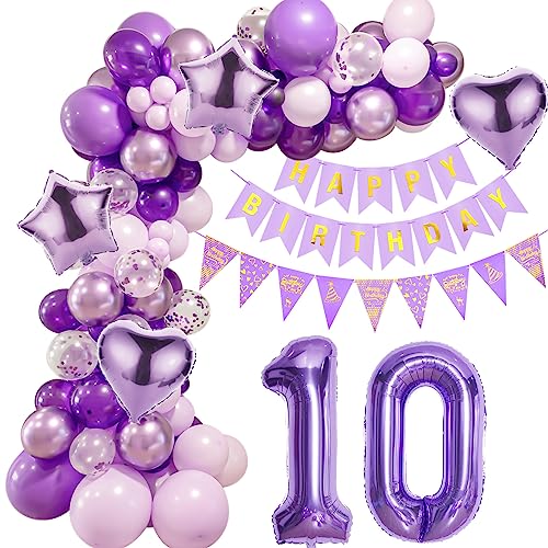 Lila 10 Geburtstag Deko Mädchen, Ballon Girlanden 10 Geburtstag Dekoration, Lila Geburtstagsdeko 10 Mädchen,Luftballons Girlande 10. Lila Deko,Mädchen 10. Geburtstag Dekorationen Violett von Crazy-M