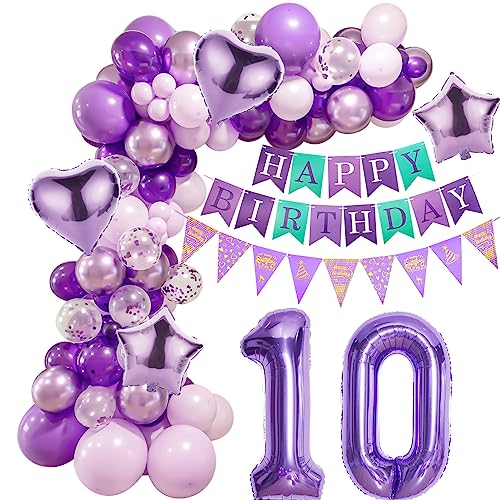 Lila 10 Geburtstag Deko Mädchen, Geburtstagsdeko 10 Mädchen, Lila Deko 10 Geburtstag Luftballon, 10. Ballon Girlande Lila, 10. Deko Geburtstag Mädchen, Lila 10 Geburtstag Luftballons Girlande von Crazy-M