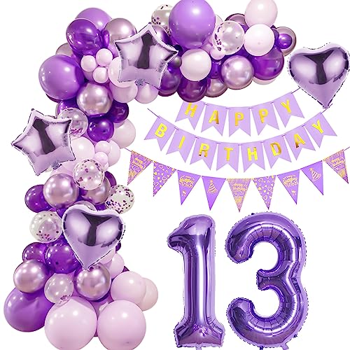 Lila 13 Geburtstag Deko Mädchen, Ballon Girlanden 13 Geburtstag Dekoration, Lila Geburtstagsdeko 13 Mädchen,Luftballons Girlande 13. Lila Deko,Mädchen 13. Geburtstag Dekorationen Violett von Crazy-M