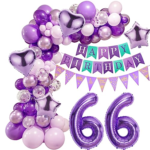 Lila 66 Geburtstag Deko Frauen, Geburtstagsdeko 66 Frauen, Lila Deko 66 Geburtstag Luftballon, 66. Ballon Girlande Lila, 66. Deko Geburtstag Frauen, Lila 66 Geburtstag Luftballons Girlande von Crazy-M