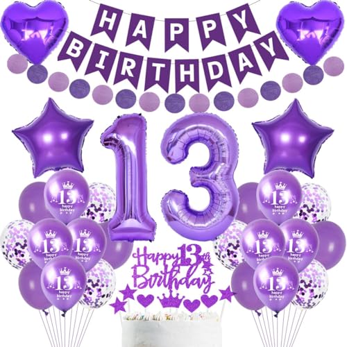 Lila Deko 13. Geburtstag Mädchen,13. Geburtstag Party Dekoration,Violett Geburtstagsdeko 13 Jahre,Luftballons 13. Geburtstag Dekoration Mädchen,Lila Tortendeko 13. Geburtstag,Violett 13. Ballon Lila Deko 13. Geburtstag Mädchen,13. Geburtstag Party Dekoration,Violett Geburtstagsdeko 13 Jahre,Luftballons 13. Geburtstag Dekoration Mädchen,Lila Tortendeko 13. Geburtstag,Violett 13. Ballon von Crazy-M