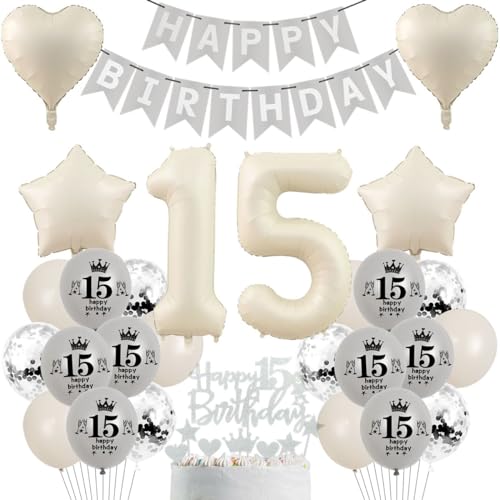 Luftballon 15. Geburtstag Mädchen, Geburtstagsdeko 15. Beige Grau, Ballon 15 Geburtstag Deko Junge, 15 Jahre Boho Geburtstag Party Deko Mädchen, Beige Luftballons 15. Jahre Mädchen Junge Luftballon 15. Geburtstag Mädchen, Geburtstagsdeko 15. Beige Grau, Ballon 15 Geburtstag Deko Junge, 15 Jahre Boho Geburtstag Party Deko Mädchen, Beige Luftballons 15. Jahre Mädchen Junge von Crazy-M