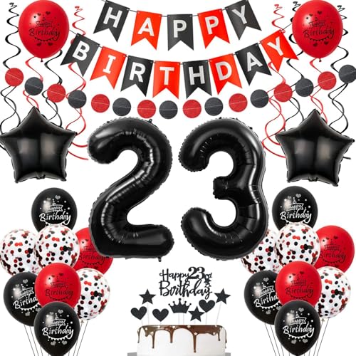 Luftballon 23 Geburtstag Frauen Deko, 23 Jahre Frauen Geburtstagsdeko Ballon, Schwarz rot Luftballon Deko 23.geburtstag Frauen dekoration Schwarz, rot Tortendeko 23 Geburtstag deko für Frau Luftballon 23 Geburtstag Frauen Deko, 23 Jahre Frauen Geburtstagsdeko Ballon, Schwarz rot Luftballon Deko 23.geburtstag Frauen dekoration Schwarz, rot Tortendeko 23 Geburtstag deko für Frau von Crazy-M