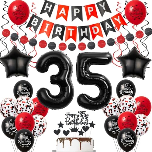Luftballon 35 Geburtstag Frauen Deko, 35 Jahre Frauen Geburtstagsdeko Ballon, Schwarz rot Luftballon Deko 35.geburtstag Frauen dekoration Schwarz , rot Tortendeko 35 Geburtstag deko für Frau Luftballon 35 Geburtstag Frauen Deko, 35 Jahre Frauen Geburtstagsdeko Ballon, Schwarz rot Luftballon Deko 35.geburtstag Frauen dekoration Schwarz , rot Tortendeko 35 Geburtstag deko für Frau von Crazy-M