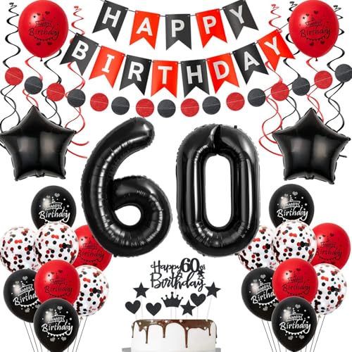 Luftballon 60 Geburtstag Frauen Deko, 60 Jahre Frauen Geburtstagsdeko Ballon, Schwarz rot Luftballon Deko 60.geburtstag Frauen dekoration Schwarz , rot Tortendeko 60 Geburtstag deko für Frau Luftballon 60 Geburtstag Frauen Deko, 60 Jahre Frauen Geburtstagsdeko Ballon, Schwarz rot Luftballon Deko 60.geburtstag Frauen dekoration Schwarz , rot Tortendeko 60 Geburtstag deko für Frau von Crazy-M
