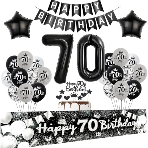 Luftballon 70 Geburtstag Dekoration Frau Mann, Tortendeko 70 Geburtstag Girlande Banner Schwarz Silber,Deko 70. Geburtstag Frau Mann,Geburtstagsdeko 70 Jahre Mann ballon 70 Geburtstag Frau deko Luftballon 70 Geburtstag Dekoration Frau Mann, Tortendeko 70 Geburtstag Girlande Banner Schwarz Silber,Deko 70. Geburtstag Frau Mann,Geburtstagsdeko 70 Jahre Mann ballon 70 Geburtstag Frau deko von Crazy-M