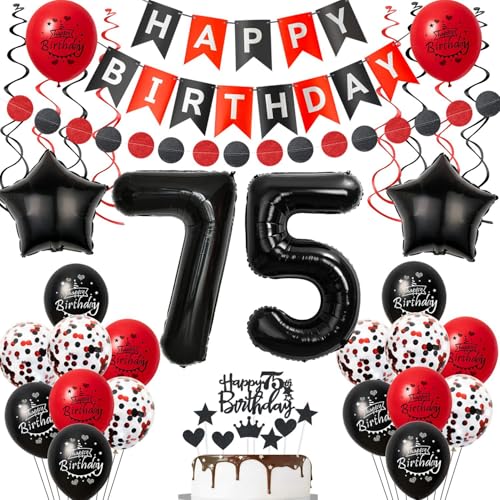 Luftballon 75 Geburtstag Frauen Deko, 75 Jahre Frauen Geburtstagsdeko Ballon, Schwarz rot Luftballon Deko 75.geburtstag Frauen dekoration Schwarz, rot Tortendeko 75 Geburtstag deko für Frau Luftballon 75 Geburtstag Frauen Deko, 75 Jahre Frauen Geburtstagsdeko Ballon, Schwarz rot Luftballon Deko 75.geburtstag Frauen dekoration Schwarz, rot Tortendeko 75 Geburtstag deko für Frau von Crazy-M
