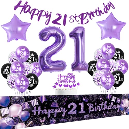 Luftballons 21 Geburtstag Deko Frau, Girlande 21 Geburtstag Banner lila,Deko 21. Geburtstag Frauen,Geburtstagsdeko 21 Jahre Frau ballon Tortendeko 21 Geburtstag Frau party dekoration Luftballons 21 Geburtstag Deko Frau, Girlande 21 Geburtstag Banner lila,Deko 21. Geburtstag Frauen,Geburtstagsdeko 21 Jahre Frau ballon Tortendeko 21 Geburtstag Frau party dekoration von Crazy-M