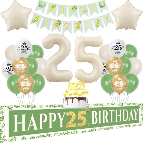 Luftballons 25 Geburtstag Deko Frau Mann,Girlande 25 Geburtstag Banner Weiß Grün Gold,Deko 25. Geburtstag Frau Männer,Geburtstagsdeko 25 Jahre Mann Frau ballon 25 Geburtstag Dekoration Frauen Luftballons 25 Geburtstag Deko Frau Mann,Girlande 25 Geburtstag Banner Weiß Grün Gold,Deko 25. Geburtstag Frau Männer,Geburtstagsdeko 25 Jahre Mann Frau ballon 25 Geburtstag Dekoration Frauen von Crazy-M