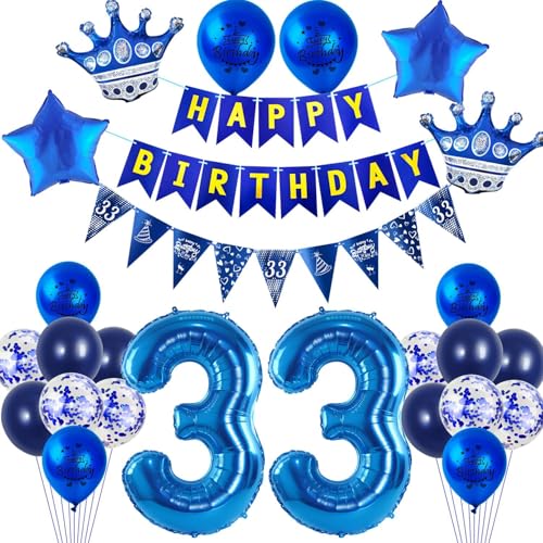 Luftballons 33 Geburtstag Dekoration Blau 33 Jahre Mann Geburtstagsdeko Ballon,Blau Happy Birthday Girlande Banner Folienballon 33 Geburtstag Party Deko für Männer,deko 33. Mann Geburtstag deko Luftballons 33 Geburtstag Dekoration Blau 33 Jahre Mann Geburtstagsdeko Ballon,Blau Happy Birthday Girlande Banner Folienballon 33 Geburtstag Party Deko für Männer,deko 33. Mann Geburtstag deko von Crazy-M