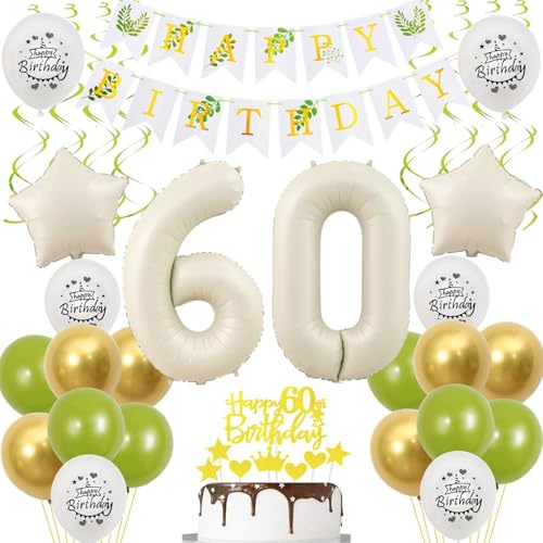 Crazy-M Ballon-Set 60. Geburtstag Deko für Damen: 32er Set mit Metallic Chrome, Weiß & Grün Latexballons, Banner, Tortendeko & Hängedeko für Frauen ab 60 Jahren Crazy-M Ballon-Set 60. Geburtstag Deko für Damen: 32er Set mit Metallic Chrome, Weiß & Grün Latexballons, Banner, Tortendeko & Hängedeko für Frauen ab 60 Jahren von Crazy-M