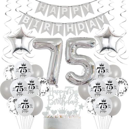 Luftballons 75. Geburtstag Grau Silber, 75 Geburtstag Deko Mann Frau, Silber Deko 75. Geburtstag Mann Frau, Ballons Silber für Mann Party Deko,Silber Tortendeko 75 Geburtstag Party Luftballons 75. Geburtstag Grau Silber, 75 Geburtstag Deko Mann Frau, Silber Deko 75. Geburtstag Mann Frau, Ballons Silber für Mann Party Deko,Silber Tortendeko 75 Geburtstag Party von Crazy-M