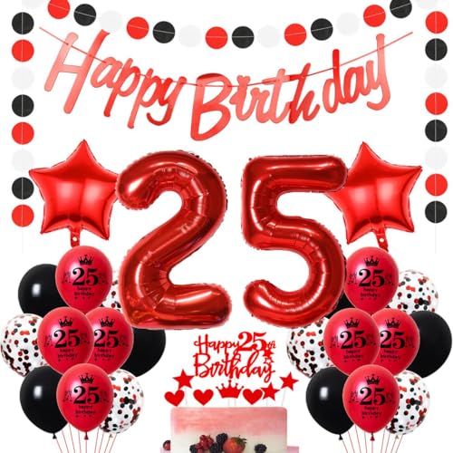 Rot Geburtstagsdeko 25. Frau,Ballon 25 Deko zum Geburtstag Rot Schwarz,25 Jahre Party Dekoration, Tortendeko 25. Geburtstag Frau Mann,25. Geburtstag Dekoration,Luftballons 25. Rot Schwarz Rot Geburtstagsdeko 25. Frau,Ballon 25 Deko zum Geburtstag Rot Schwarz,25 Jahre Party Dekoration, Tortendeko 25. Geburtstag Frau Mann,25. Geburtstag Dekoration,Luftballons 25. Rot Schwarz von Crazy-M