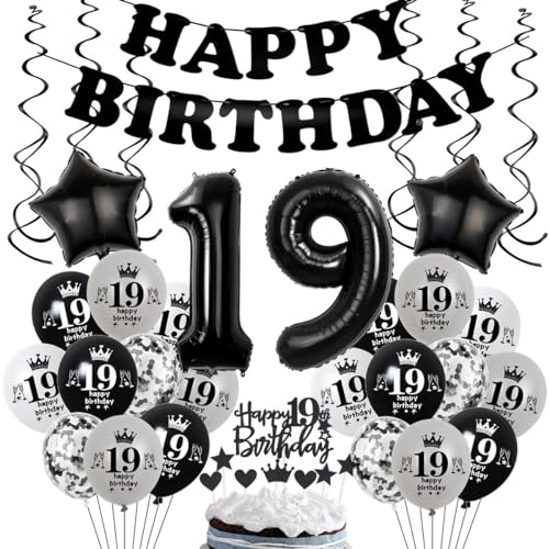 Schwarz 19 Geburtstag Deko Junge, Luftballon 19. Geburtstag Schwarz Grau, Geburtstagsdeko 19 Jahre Junge Mädchen, Tortendeko 19 Geburtstag Schwarz, Deko 19. Geburtstag Junge Mädchen Schwarz Schwarz 19 Geburtstag Deko Junge, Luftballon 19. Geburtstag Schwarz Grau, Geburtstagsdeko 19 Jahre Junge Mädchen, Tortendeko 19 Geburtstag Schwarz, Deko 19. Geburtstag Junge Mädchen Schwarz von Crazy-M