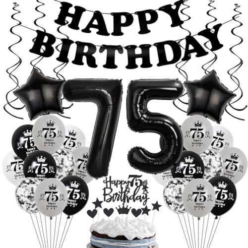 Schwarz 75 Geburtstag Deko Mann, Luftballon 75. Geburtstag Schwarz Grau, Geburtstagsdeko 75 Jahre Mann Frau, Tortendeko 75 Geburtstag Schwarz, Deko 75. Geburtstag Mann Frau Schwarz Schwarz 75 Geburtstag Deko Mann, Luftballon 75. Geburtstag Schwarz Grau, Geburtstagsdeko 75 Jahre Mann Frau, Tortendeko 75 Geburtstag Schwarz, Deko 75. Geburtstag Mann Frau Schwarz von Crazy-M