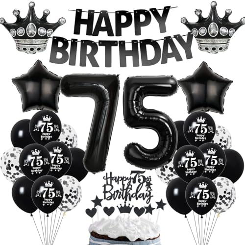 Schwarz Deko 75. Geburtstag Mann, Schwarz Tortendeko 75 Geburtstag Frau, Luftballons 75. Geburtstag Schwarz, Party Ballons 75 Geburtstag Dekoration, Schwarz Geburtstagsdeko 75. Mann Frau Schwarz Deko 75. Geburtstag Mann, Schwarz Tortendeko 75 Geburtstag Frau, Luftballons 75. Geburtstag Schwarz, Party Ballons 75 Geburtstag Dekoration, Schwarz Geburtstagsdeko 75. Mann Frau von Crazy-M