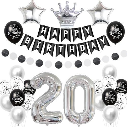 Schwarz silber luftballon 20 geburtstag deko frauen mann, 20 jahre mann geburtstagsdeko 20 jahre frau ballon, Schwarz deko 20. geburtstag frauen ballon 20 geburtstag männer dekoration silber Schwarz silber luftballon 20 geburtstag deko frauen mann, 20 jahre mann geburtstagsdeko 20 jahre frau ballon, Schwarz deko 20. geburtstag frauen ballon 20 geburtstag männer dekoration silber von Crazy-M