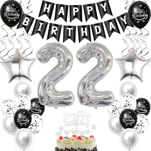 Schwarz silber luftballon 22 geburtstag deko frauen mann, 22 jahre mann geburtstagsdeko 22 jahre frau ballon, Schwarz deko 22. geburtstag frauen tortendeko 22 geburtstag männer dekoration silber Schwarz silber luftballon 22 geburtstag deko frauen mann, 22 jahre mann geburtstagsdeko 22 jahre frau ballon, Schwarz deko 22. geburtstag frauen tortendeko 22 geburtstag männer dekoration silber von Crazy-M