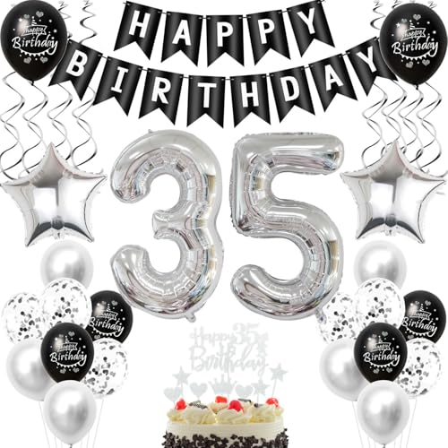 Schwarz silber luftballon 35 geburtstag deko frauen mann, 35 jahre mann geburtstagsdeko 35 jahre frau ballon, Schwarz deko 35. geburtstag frauen tortendeko 35 geburtstag männer dekoration silber Schwarz silber luftballon 35 geburtstag deko frauen mann, 35 jahre mann geburtstagsdeko 35 jahre frau ballon, Schwarz deko 35. geburtstag frauen tortendeko 35 geburtstag männer dekoration silber von Crazy-M