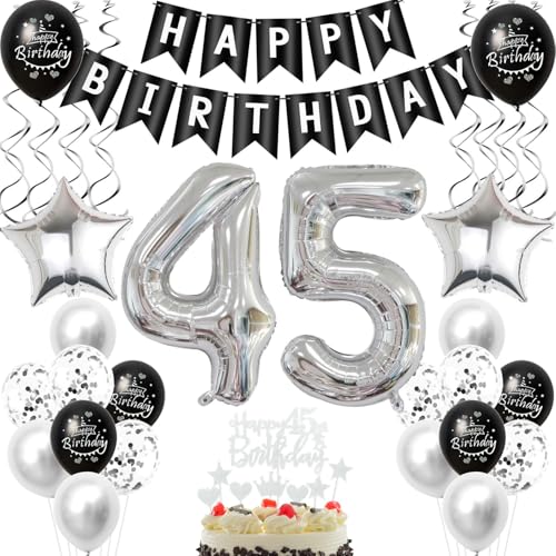 Schwarz silber luftballon 45 geburtstag deko frauen mann, 45 jahre mann geburtstagsdeko 45 jahre frau ballon, Schwarz deko 45. geburtstag frauen tortendeko 45 geburtstag männer dekoration silber Schwarz silber luftballon 45 geburtstag deko frauen mann, 45 jahre mann geburtstagsdeko 45 jahre frau ballon, Schwarz deko 45. geburtstag frauen tortendeko 45 geburtstag männer dekoration silber von Crazy-M