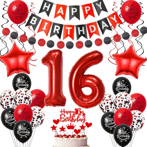 luftballon 16 Geburtstag Deko Mädchen, Geburtstagsdeko 16 jahre Mädchen ballon,Schwarz Rot Deko 16. Geburtstag Mädchen ballon Tortendeko 16 Geburtstag Mädchen Schwarz 16 Geburtstag Dekoration Rot luftballon 16 Geburtstag Deko Mädchen, Geburtstagsdeko 16 jahre Mädchen ballon,Schwarz Rot Deko 16. Geburtstag Mädchen ballon Tortendeko 16 Geburtstag Mädchen Schwarz 16 Geburtstag Dekoration Rot von Crazy-M