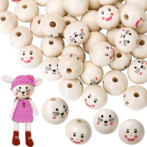 68 Stück Holzperlen mit Gesicht, Lächeln Gesicht Holzperle Holzperlen Rund holzkugeln mit Gesicht Holzkugeln mit Loch Gesicht 20mm für DIY Puppenkopf, Schlüsselanhänger, Engel (Kombinationsmodell) 68 Stück Holzperlen mit Gesicht, Lächeln Gesicht Holzperle Holzperlen Rund holzkugeln mit Gesicht Holzkugeln mit Loch Gesicht 20mm für DIY Puppenkopf, Schlüsselanhänger, Engel (Kombinationsmodell) von Crazyfly
