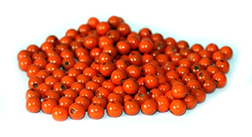 Cre9tive 100x Holzperlen PREMIUM gebohrt für Perlen Kette - Basteln Zubehör - 8 mm Rundperle orange von Cre9tive