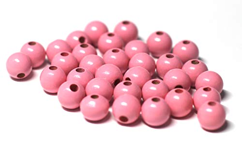 Cre9tive 100x Holzperlen PREMIUM gebohrt für Perlen Kette - Basteln Zubehör - 10 mm Rundperle babyrosa von Cre9tive