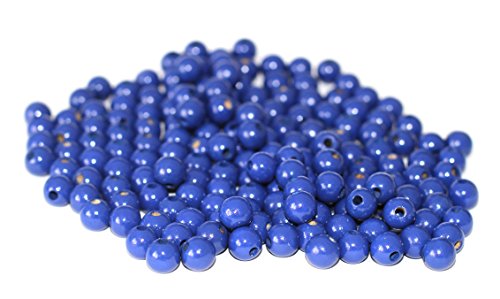 Cre9tive 100x Holzperlen PREMIUM gebohrt für Perlen Kette - Basteln Zubehör - 10 mm Rundperle dunkelblau von Cre9tive
