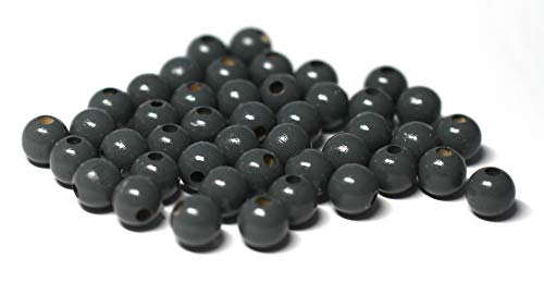 Cre9tive 100x Holzperlen PREMIUM gebohrt für Perlen Kette - Basteln Zubehör - 10 mm Rundperle grau von Cre9tive