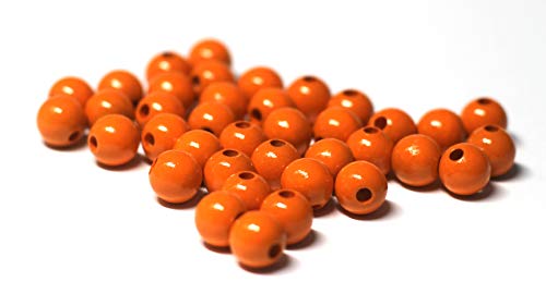 Cre9tive 100x Holzperlen PREMIUM gebohrt für Perlen Kette - Basteln Zubehör - 10 mm Rundperle mandarin von Cre9tive