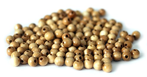 Cre9tive 100x Holzperlen PREMIUM gebohrt für Perlen Kette - Basteln Zubehör - 10 mm Rundperle natur von Cre9tive