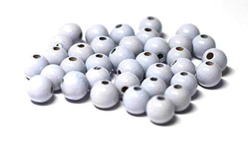 Cre9tive 100x Holzperlen PREMIUM gebohrt für Perlen Kette - Basteln Zubehör - 10 mm Rundperle pastellblau von Cre9tive
