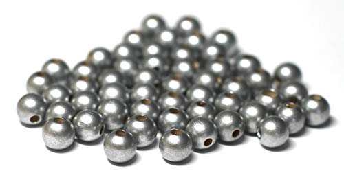 Cre9tive 100x Holzperlen PREMIUM gebohrt für Perlen Kette - Basteln Zubehör - 10 mm Rundperle silber von Cre9tive