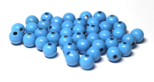 Cre9tive 100x Holzperlen PREMIUM gebohrt für Perlen Kette - Basteln Zubehör - 10 mm Rundperle skyblau von Cre9tive