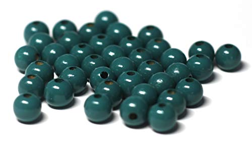 Cre9tive 100x Holzperlen PREMIUM gebohrt für Perlen Kette - Basteln Zubehör - 10 mm Rundperle tuerkis von Cre9tive