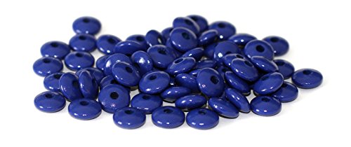 Cre9tive 100x Holzperlen PREMIUM gebohrt für Perlen Kette - Basteln Zubehör - 5/10 mm Linsenperle dunkelblau von Cre9tive