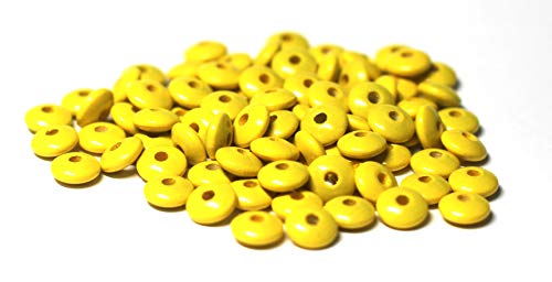 Cre9tive 100x Holzperlen PREMIUM gebohrt für Perlen Kette - Basteln Zubehör - 5/10 mm Linsenperle gelb von Cre9tive