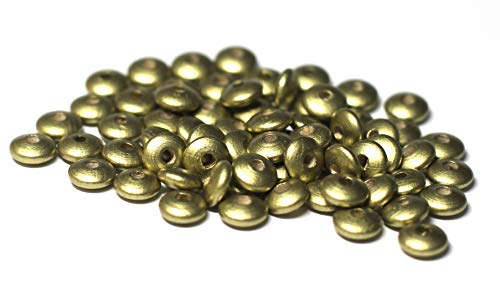 Cre9tive 100x Holzperlen PREMIUM gebohrt für Perlen Kette - Basteln Zubehör - 5/10 mm Linsenperle gold von Cre9tive