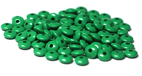 Cre9tive 100x Holzperlen PREMIUM gebohrt für Perlen Kette - Basteln Zubehör - 5/10 mm Linsenperle grün von Cre9tive