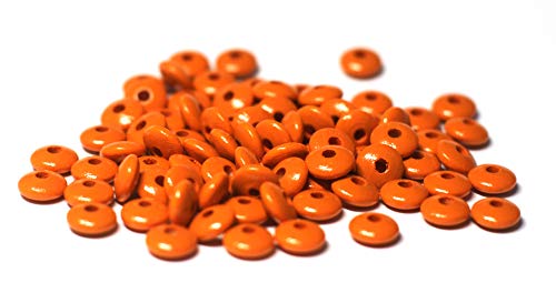 Cre9tive 100x Holzperlen PREMIUM gebohrt für Perlen Kette - Basteln Zubehör - 5/10 mm Linsenperle mandarin von Cre9tive