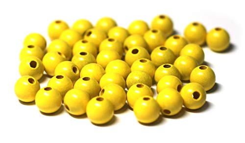 Cre9tive 100x Holzperlen PREMIUM gebohrt für Perlen Kette - Basteln Zubehör - 8 mm Rundperle gelb von Cre9tive