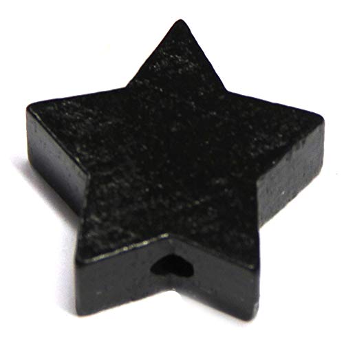 Holzperlen PREMIUM gebohrt für Perlen Kette - Basteln Zubehör (schwarz, Stern 22mm) von Cre9tive