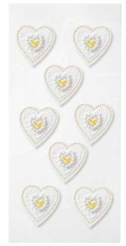 Sticker Herzen, gold, 8 Stück, Deko Scrapbooking für Hochzeit Kommunion von Crea Pop
