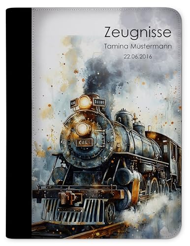 CreaDesign, Kinder Zeugnismappe Jungen personalisiert mit Name, Zeugnismappe Drache mit 10 Klarsichthüllen, A4, 24 x 31 x 1 cm, Rücken schwarz von CreaDesign
